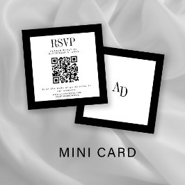 Carte D'accompagnement Black and white classic elegant QR RSVP wedding