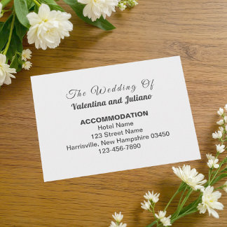 Carte D'accompagnement Black and White Typography Wedding Accommodation