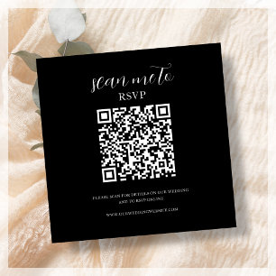 Carte D'accompagnement Black   Code QR RSVP de mariage