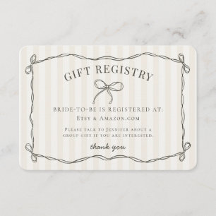 Carte D'accompagnement Black Coquette Bow Fête des mariées beige Registre