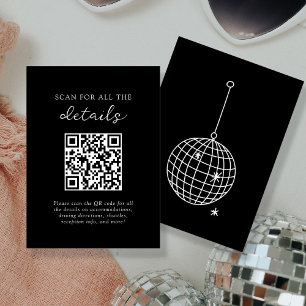 Carte D'accompagnement Black   Détails du Mariage de boule Disco Code QR