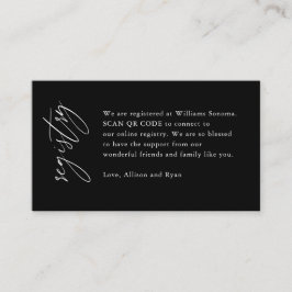 Carte D'accompagnement Black Elegant QR Code Mariage Registre Cadeau