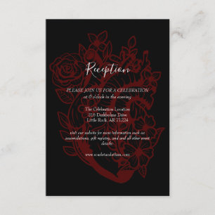 Carte D'accompagnement Black Floral Heart Handfasting Mariage Réception E
