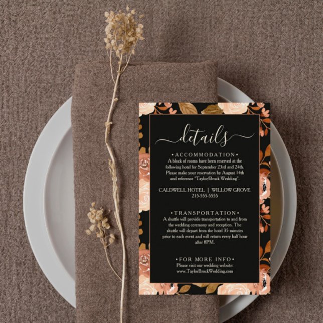 Carte D'accompagnement Black Floral Terracotta Fleur sauvage Détails Mari (Créateur téléchargé)
