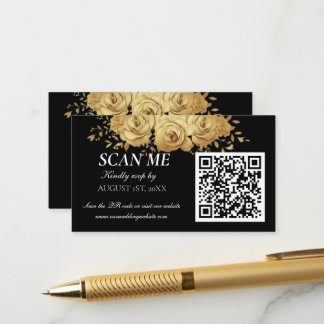 Carte D'accompagnement Black Gold Floral Rose Classic Wedding RSVP 