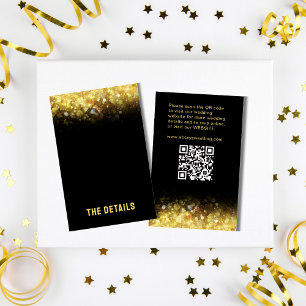 Carte D'accompagnement Black Gold Parties scintillant Glam Mariage modern