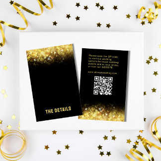 Carte D'accompagnement Black Gold Parties scintillant Glam Mariage modern