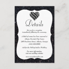 Carte D'accompagnement Black Parties scintillant Black & White Heart Déta