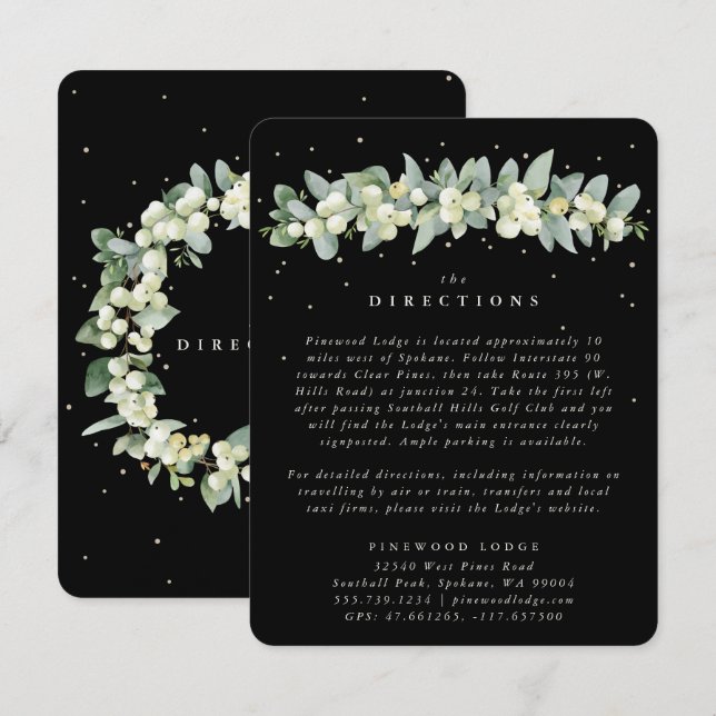 Carte D'accompagnement Black Snowberry+Eucalyptus Garland Directions (Devant / Derrière)