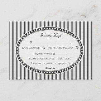 Carte D'accompagnement Black Striped Harlequin Pattern Wedding RSVP