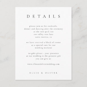 Carte D'accompagnement Black & White Elegant Boho Détails Mariage Moderne