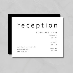 Carte D'accompagnement Black White Typography Elegant Wedding Reception