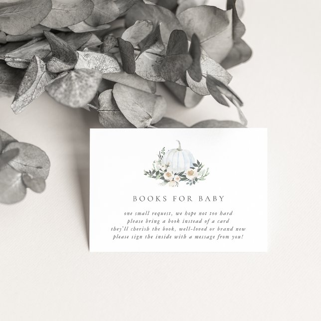 Carte D'accompagnement Blanc Automne Citrouille Livres de verdure pour bé (Créateur téléchargé)