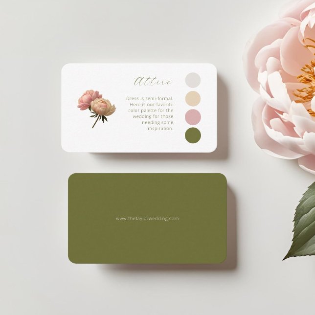 Carte D'accompagnement Blanc et olive | Code vestimentaire du Mariage ros (Créateur téléchargé)