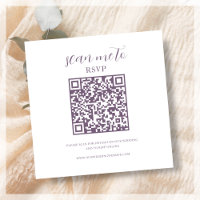 Blanc et pourpre | Code QR RSVP de mariage