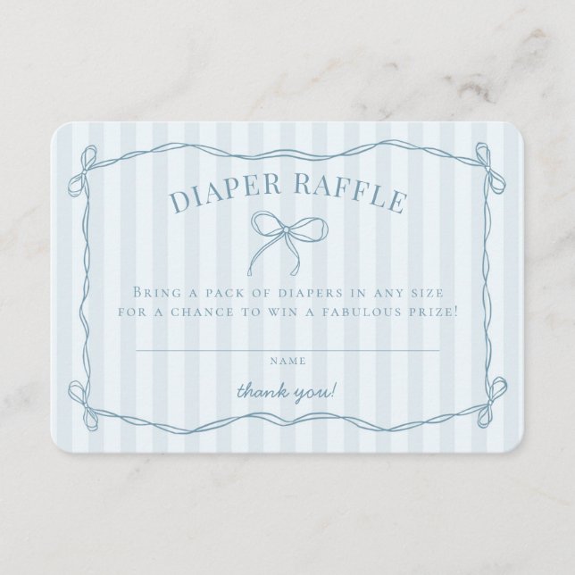 Carte D'accompagnement Bleu Coquette Bow Pastel Baby shower Déchets Raffi (Devant)