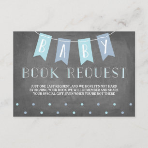 Carte D'accompagnement Bleu de demande de livre de baby shower