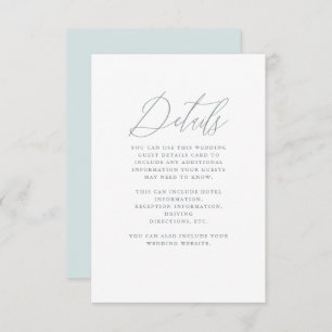 Carte D'accompagnement Bleu doux avec Mariage de calligraphie