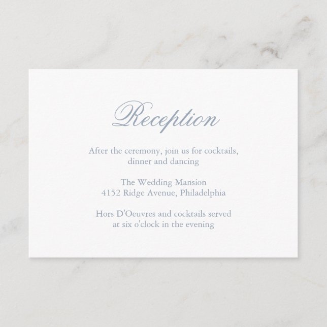 Carte D'accompagnement Bleu Dusty Traditionnel Mariage Élégant (Devant)