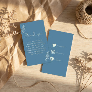 Carte D'accompagnement Bleu et crème merci, lien social boîtier