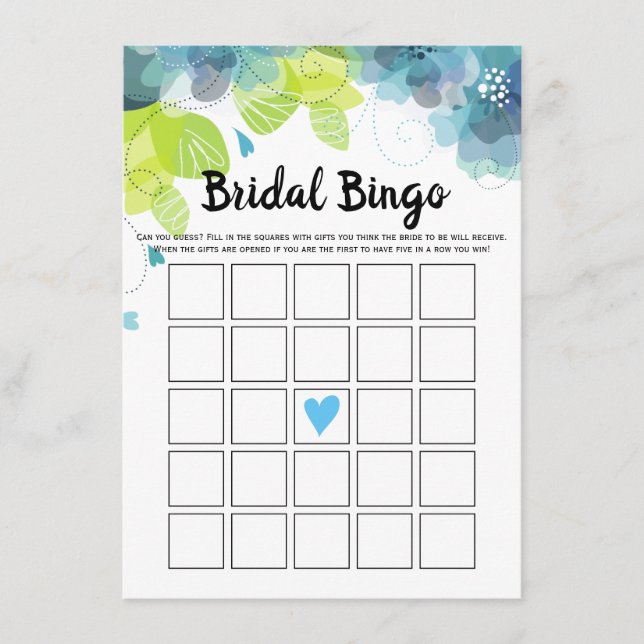 Carte D'accompagnement Bleu fleurs fleurie nuptiale douche bingo jeu cart (Devant)