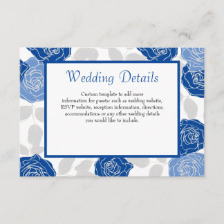 Carte D'accompagnement Bleu Floral Rose élégant Chic Simple Mariage