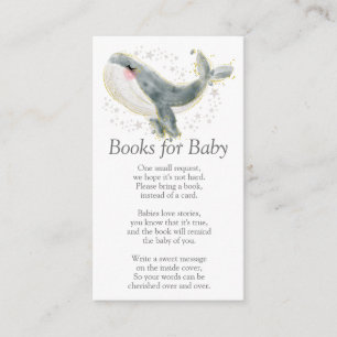 Carte D'accompagnement Bleu Gris Or Mignon Baleine Livres pour Baby Showe