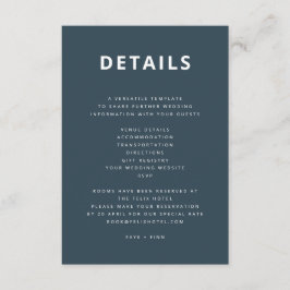 Carte D'accompagnement Bleu | Mariage minimaliste scandinave