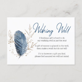 Carte D'accompagnement Bleu Or Moderne Floral Elégant Wishing well