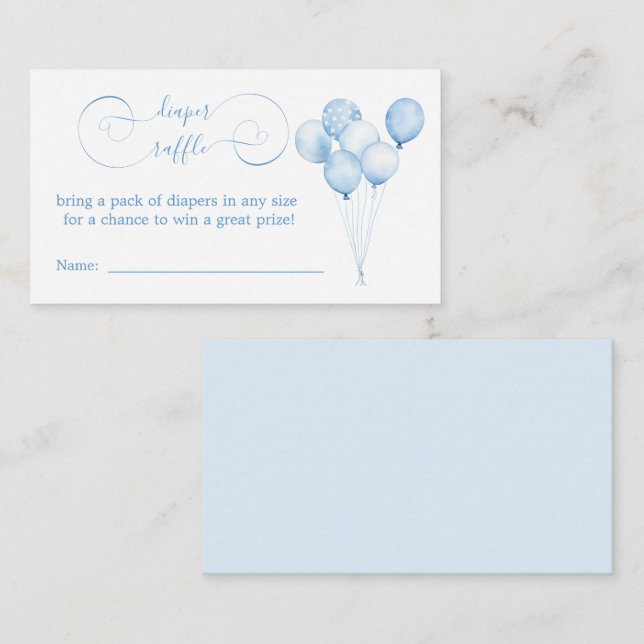 Carte D'accompagnement Bleu Pastel Aquarelle Balloons Déchets Raffin (Devant / Derrière)