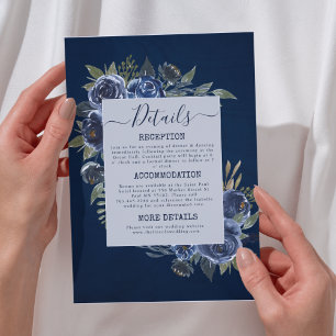 Carte D'accompagnement Bleu Poussiéreux Noces Champagne Ivoire