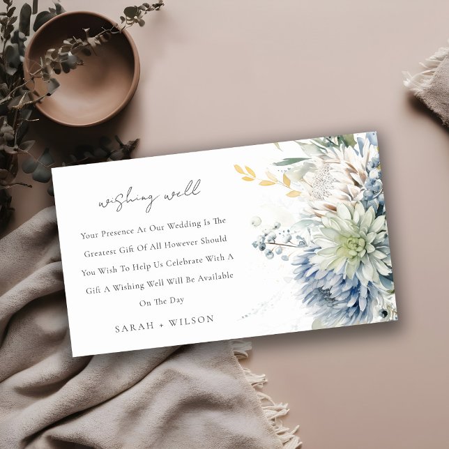 Carte D'accompagnement Bleu Vert Succulent Floral Mariage Wishing well (Créateur téléchargé)