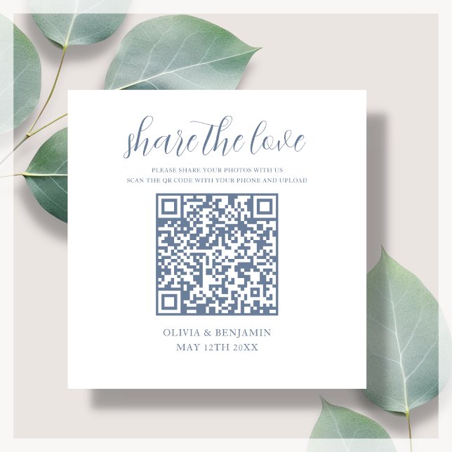 Carte D'accompagnement Bleu | White Share The Love QR Code (Créateur téléchargé)