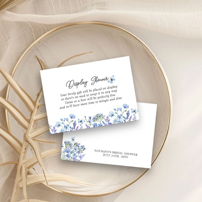 Carte D'accompagnement Bleus Delicates Floraisons de Fleurs Sauvages Douc (Display Shower enclosure cards requsting no gift wrap - Blue Wildflower Bridal Shower Collection
)