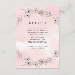 Carte D'accompagnement Bliss aquarelle Blush Pink Floral Détails de l'i