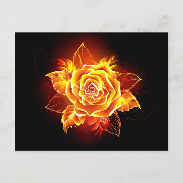 Carte D'accompagnement Blooming Fire Rose (Devant)