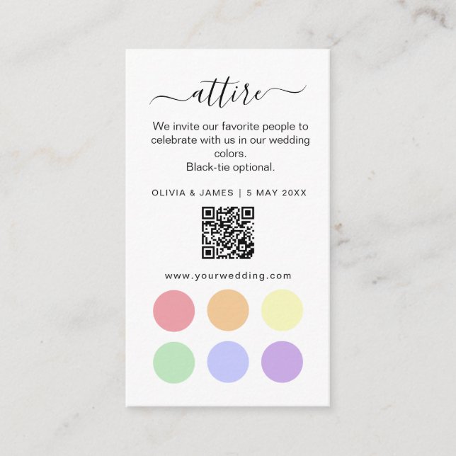 Carte D'accompagnement Blue and Yellow Wedding Attire Dress Code Card (Devant)