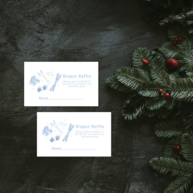 Carte D'accompagnement Blue Après Bébé Ski Diaper Raffle Baby Shower  (Blue Après Bébé Ski Diaper Raffle Baby Shower Enclosure Card)