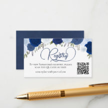 Blue Boho Rose Fête des mariées Registre QR Code