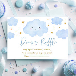 Carte D'accompagnement Blue Boy Cloud Stars Baby Sprinkle Diaper Raffle