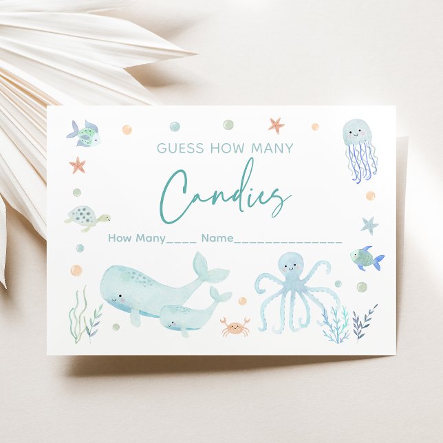 Carte D'accompagnement Blue Boy Under the Sea Devine Combien de parties (Créateur téléchargé)