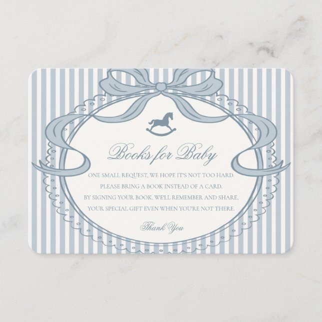 Carte D'accompagnement Blue Coquette Bow Rocking Horse Books for Baby (Devant)