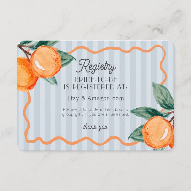 Carte D'accompagnement Blue Cutie Pastel Citrus Registre Mariage Insertio (Devant)