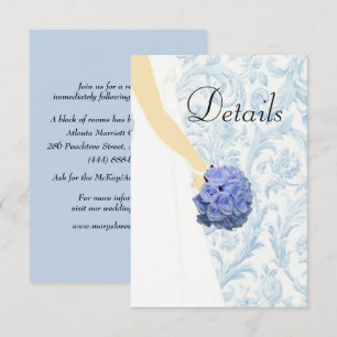 Carte D'accompagnement Blue Elegant Wedding Gown Détails du Mariage
