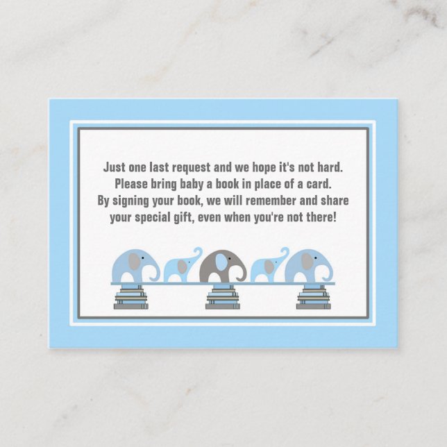 Carte D'accompagnement Blue Elephant livres pour bébé (Devant)