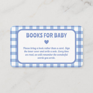 Carte D'accompagnement Blue En vichy Boy Baby shower Livres Pour Bébé