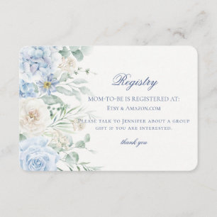 Carte D'accompagnement Blue Floral Baby in Bloom Hydrangea Baby Registry