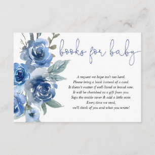 Carte D'accompagnement Blue floral boy baby shower demande d'insertion
