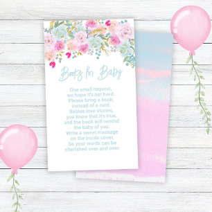 Carte D'accompagnement Blue Floral Boy Baby shower Livres pour bébé