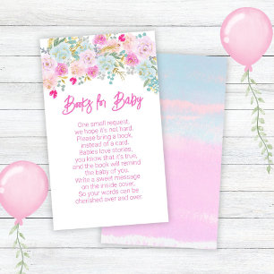 Carte D'accompagnement Blue Floral Girl Baby shower Livres pour bébé